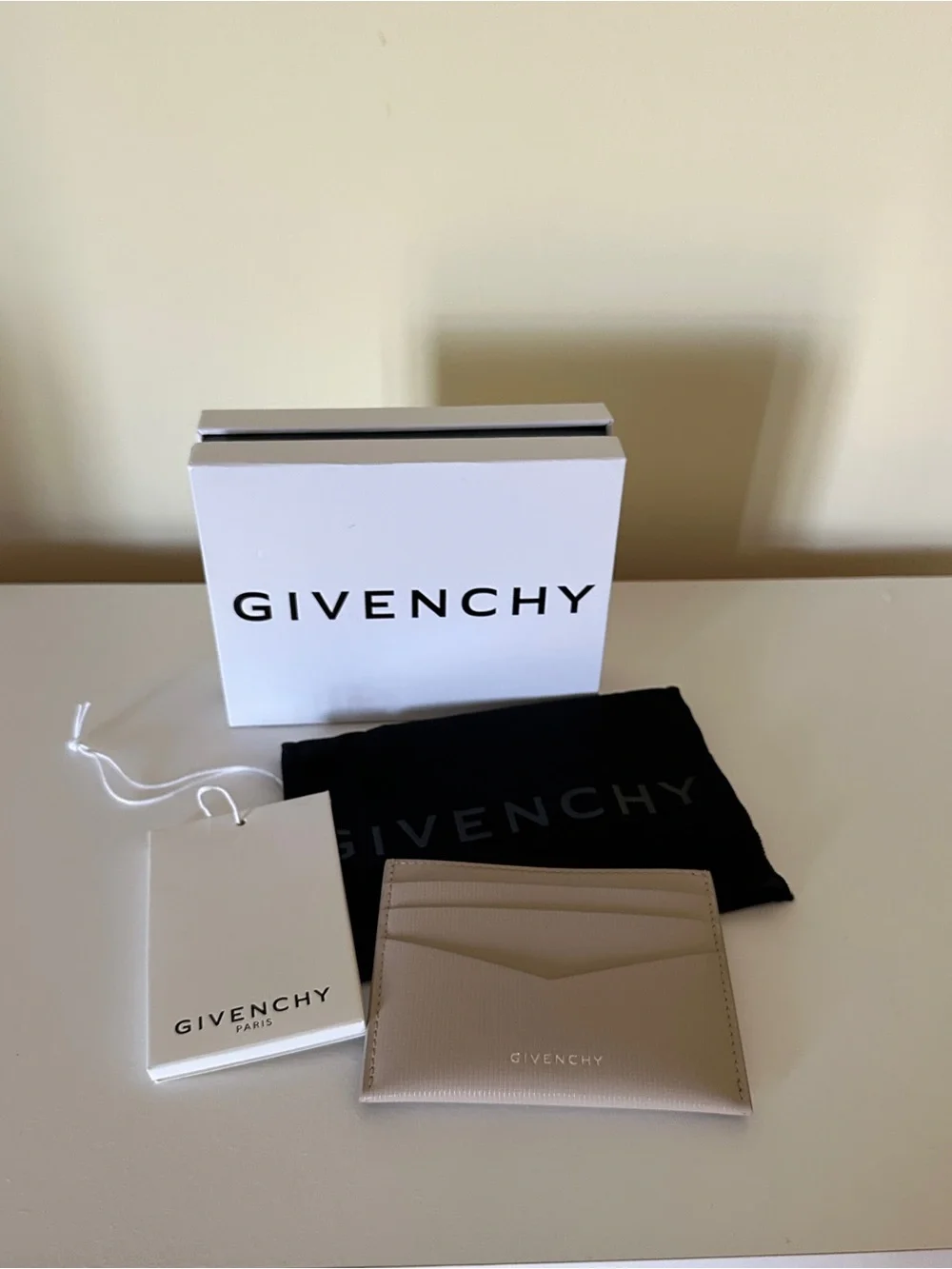 Givenchy Beige Leather Card Holder